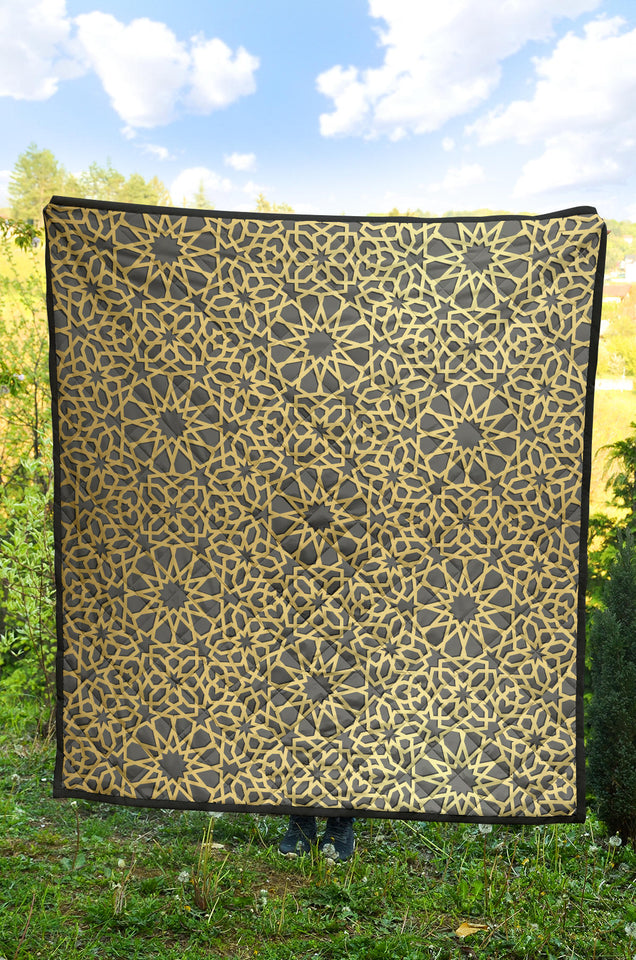 Arabic Star Gold Pattern Premium Quilt