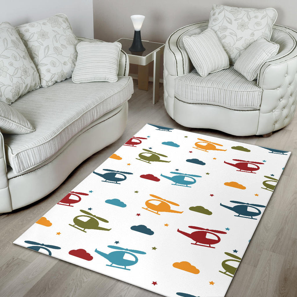 Colorful Helicopter Pattern Area Rug