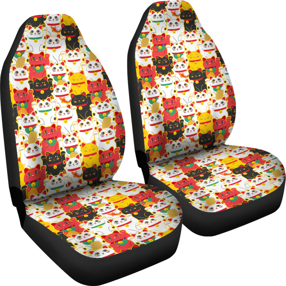 Colorful Maneki Neko Lucky Cat Pattern Universal Fit Car Seat Covers