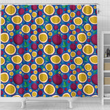 Passion Fruit Blue Background Shower Curtain Fulfilled In US