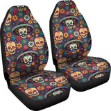 Sugar Skulls Flower Maxican Pattern  Universal Fit Car Seat Covers
