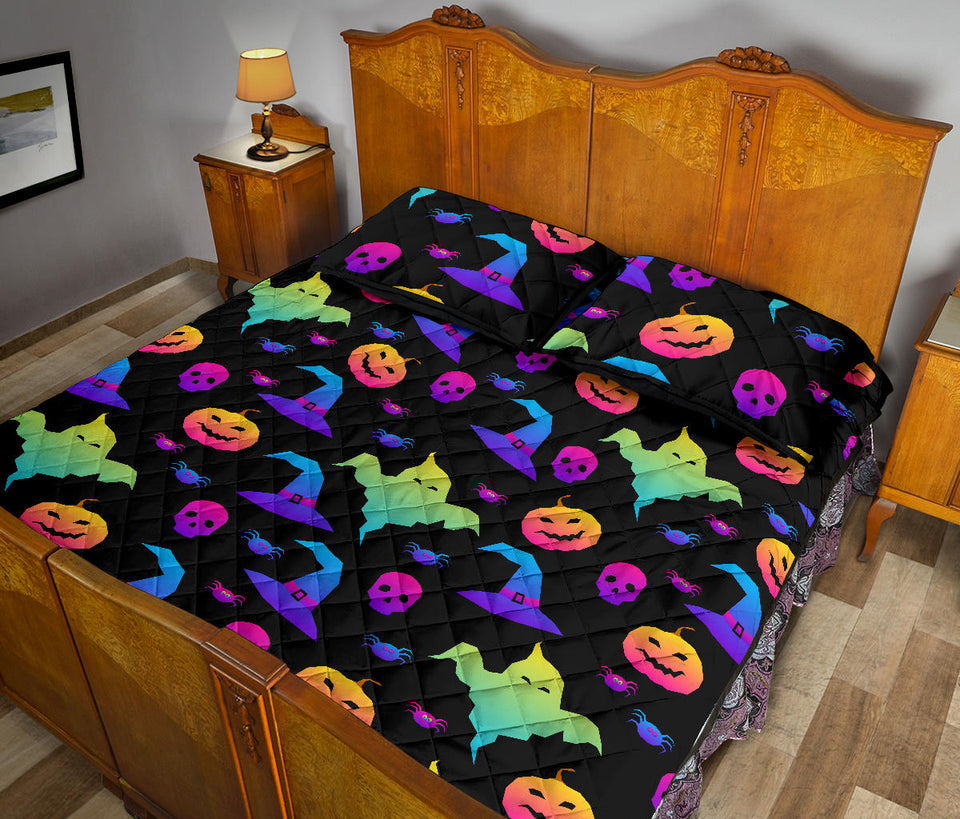 Colorful halloween background Quilt Bed Set