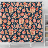 Christmas Gingerbread Cookie Pattern Shower Curtain Fulfilled In US