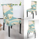 Bonsai Bamboo Stork Japanese Pattern Cream Theme Dining Chair Slipcover
