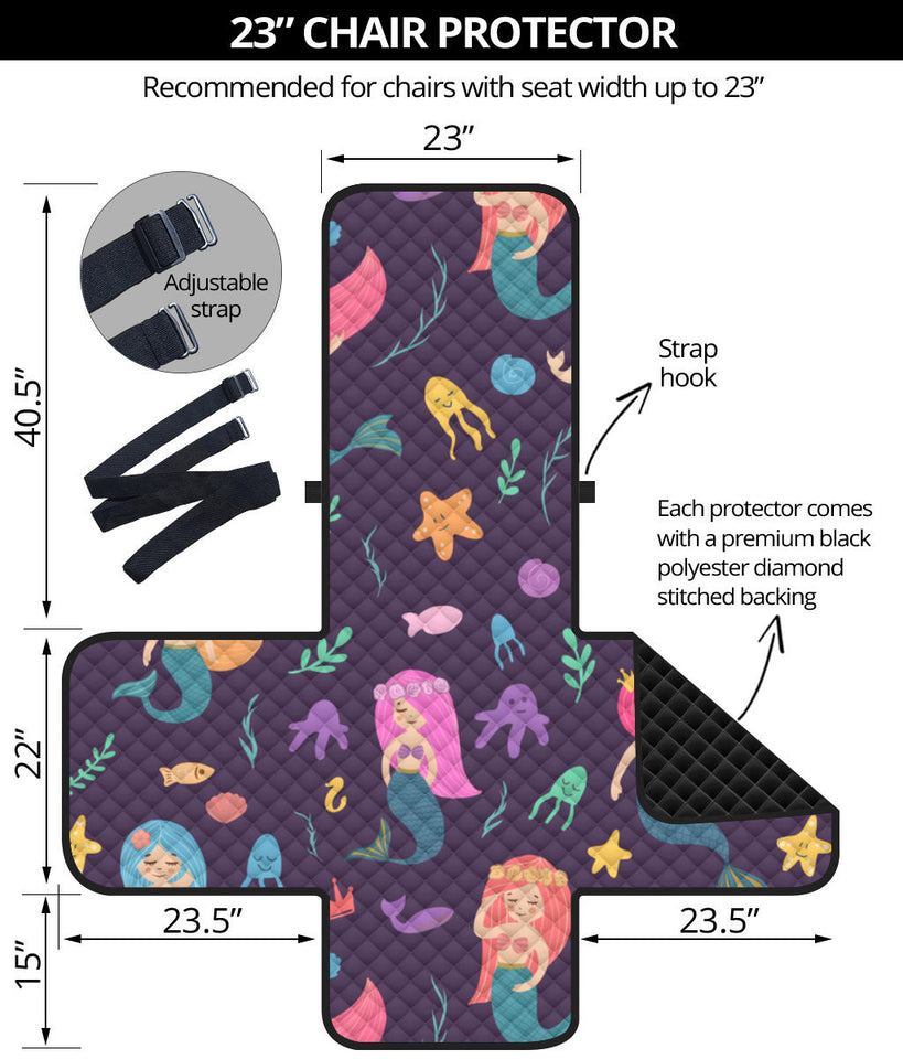 beautiful mermaid Fish jellyfish algae other marine world Chair Cover Protector