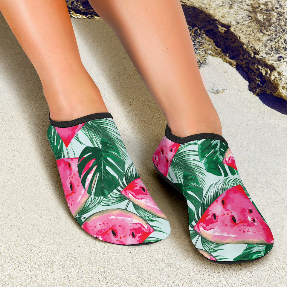 Watermelons Tropical Palm Leaves Pattern Aqua Shoes