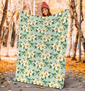 Hummingbird Pattern Print Design 01 Premium Blanket