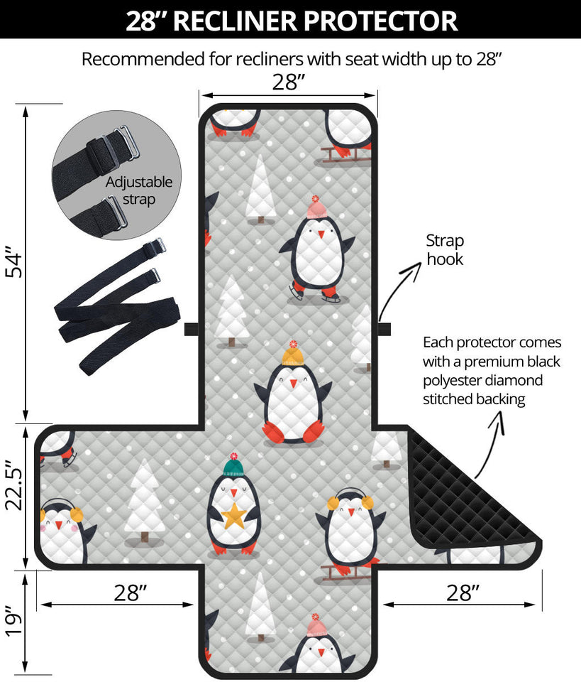 Cute Penguin christmas pattern Recliner Cover Protector