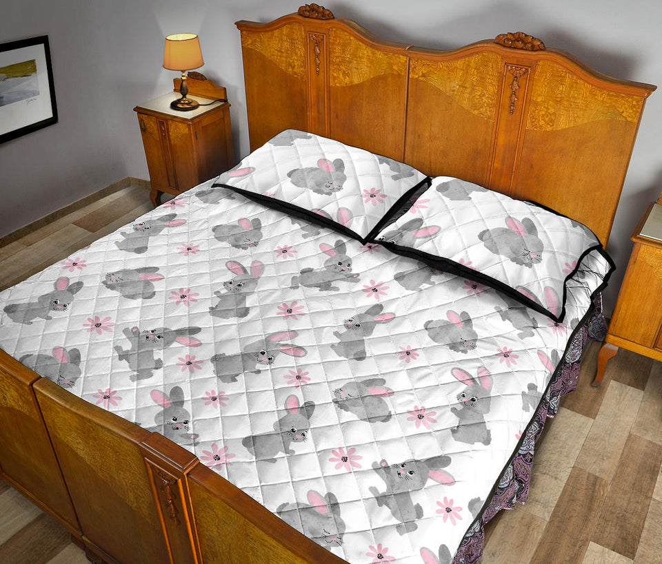 Watercolor cute rabbit pattern Quilt Bed Set