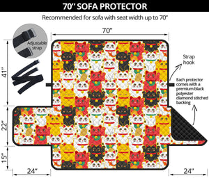 Colorful Maneki Neko Lucky Cat pattern Sofa Cover Protector