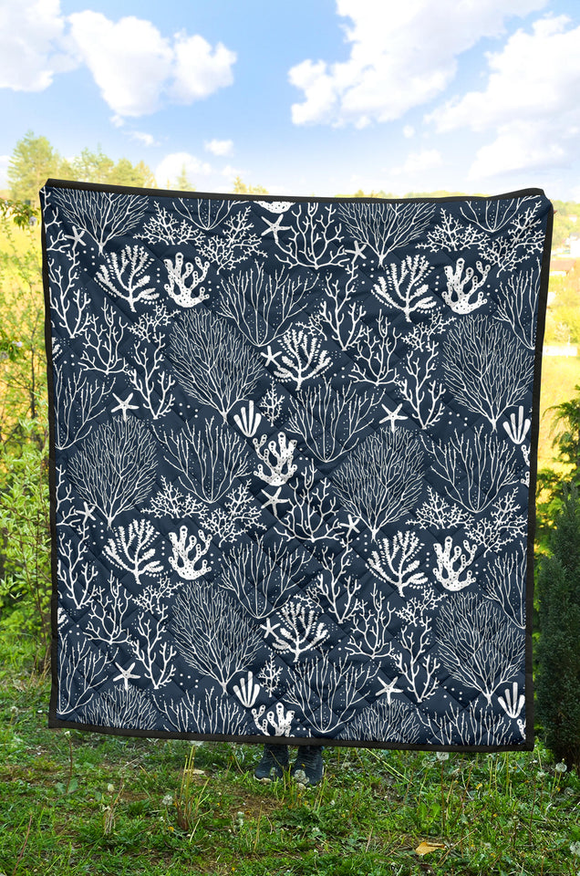 Coral Reef Pattern Print Design 05 Premium Quilt