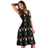 Deer Christmas New Year Pattern Argyle Sleeveless Midi Dress