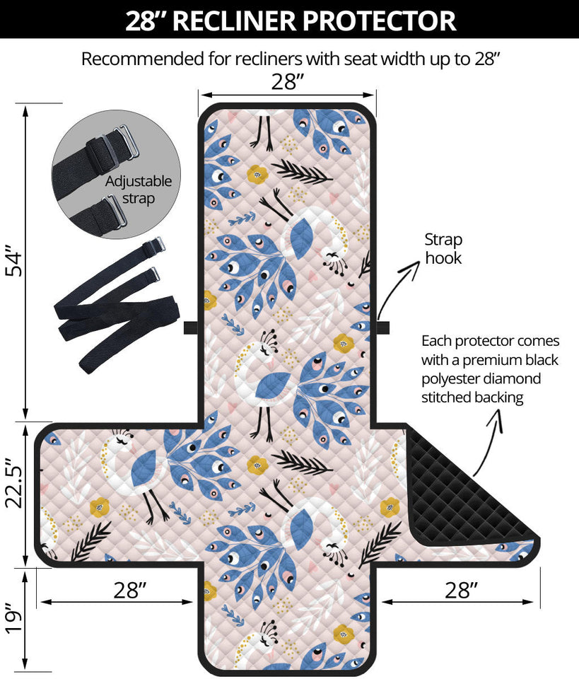 Cute peacock pattern Recliner Cover Protector