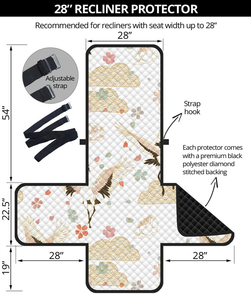 Beautiful Japanese cranes pattern Recliner Cover Protector
