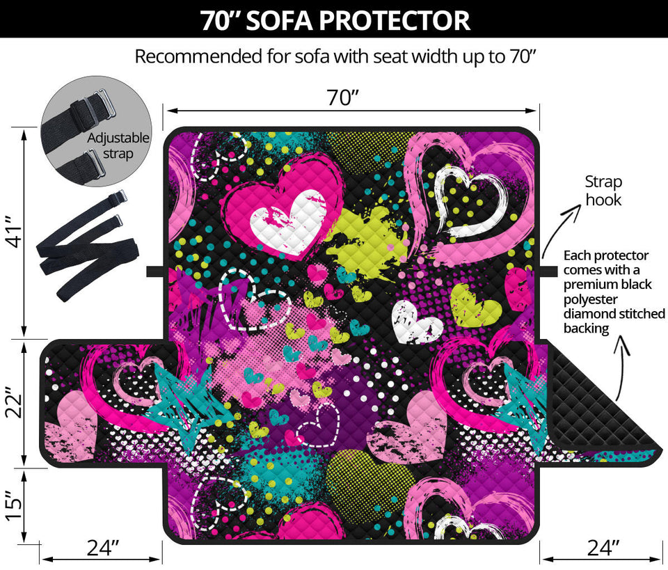 heart dot wave star creative design pattern Sofa Cover Protector
