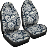 Sugar Skull Black White Pattern  Universal Fit Car Seat Covers