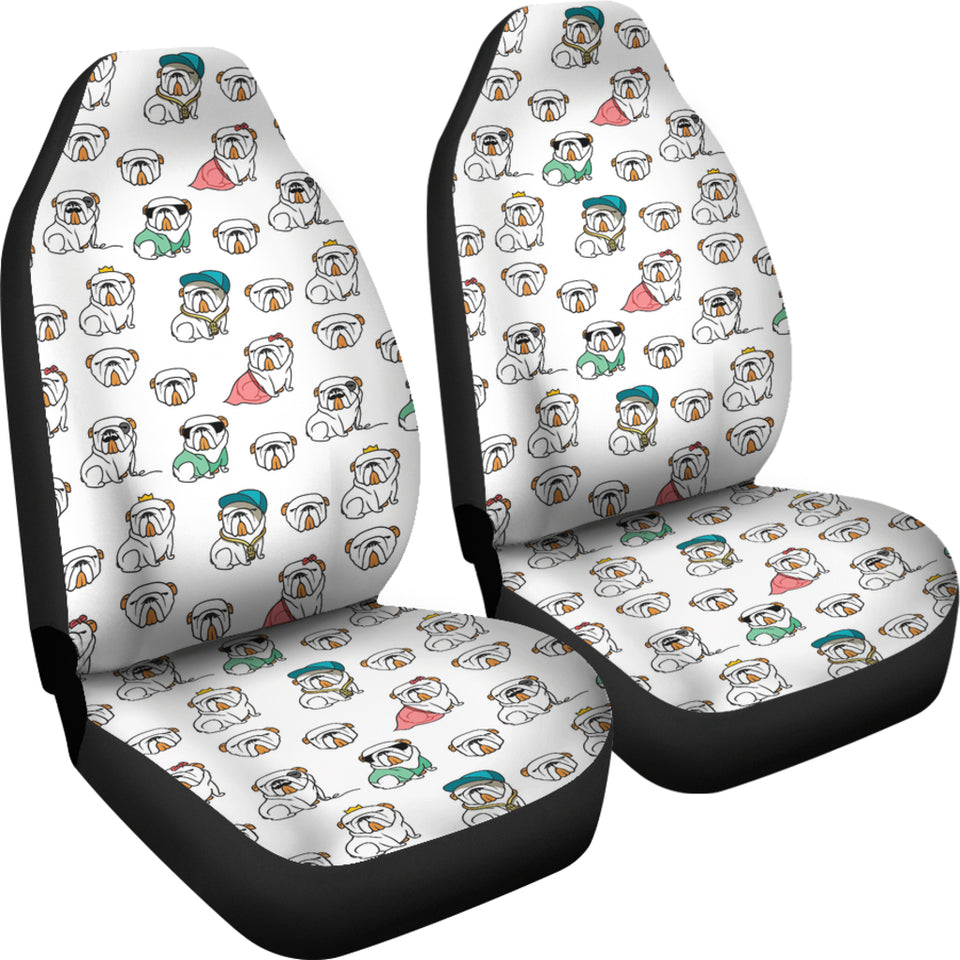 English Bulldog Pattern Print Design 03 Universal Fit Car Seat Covers