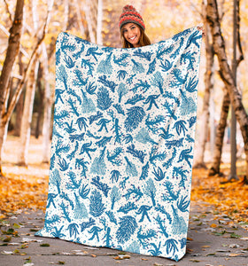 Coral Reef Pattern Print Design 01 Premium Blanket