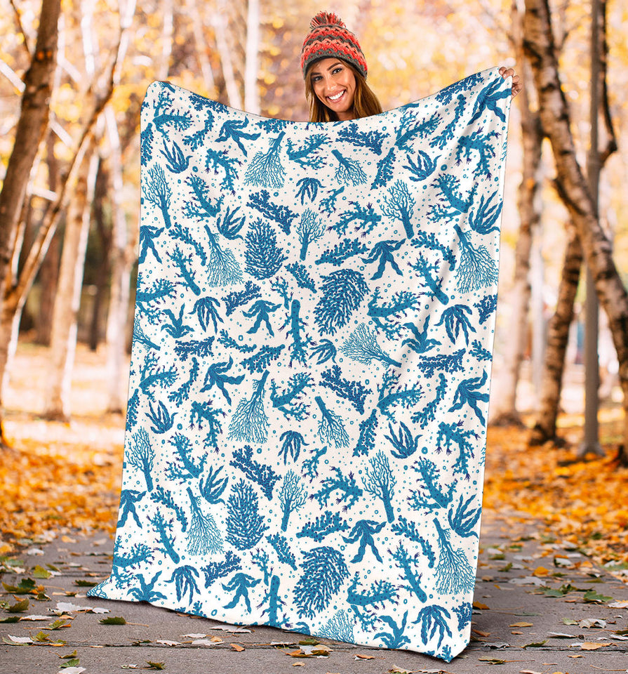 Coral Reef Pattern Print Design 01 Premium Blanket