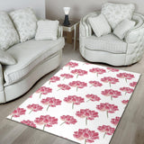 Pink Lotus Waterlily Pattern Area Rug