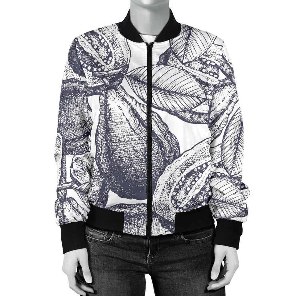 Guava Tropical Hand Drawn Pattern Women'S Bomber Jacket