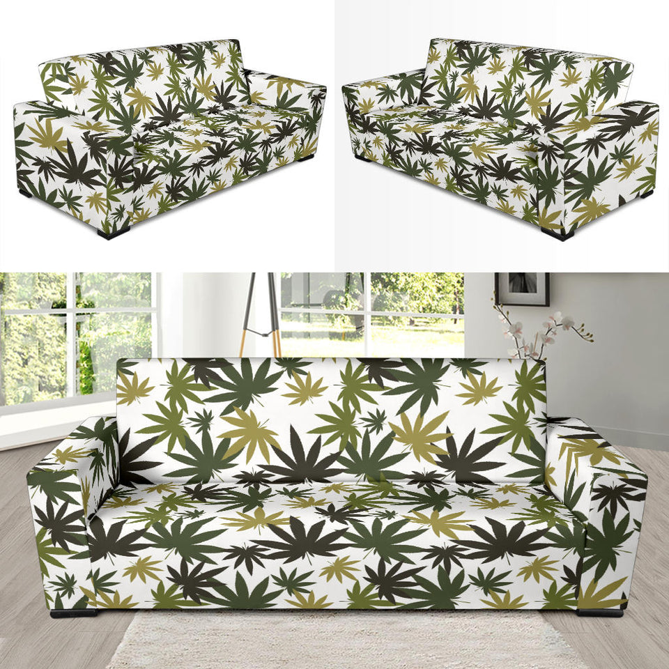 Canabis Marijuana Weed Pattern Print Design 05 Sofa Slipcover
