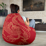 Gold Dragons Red Background Bean Bag Cover
