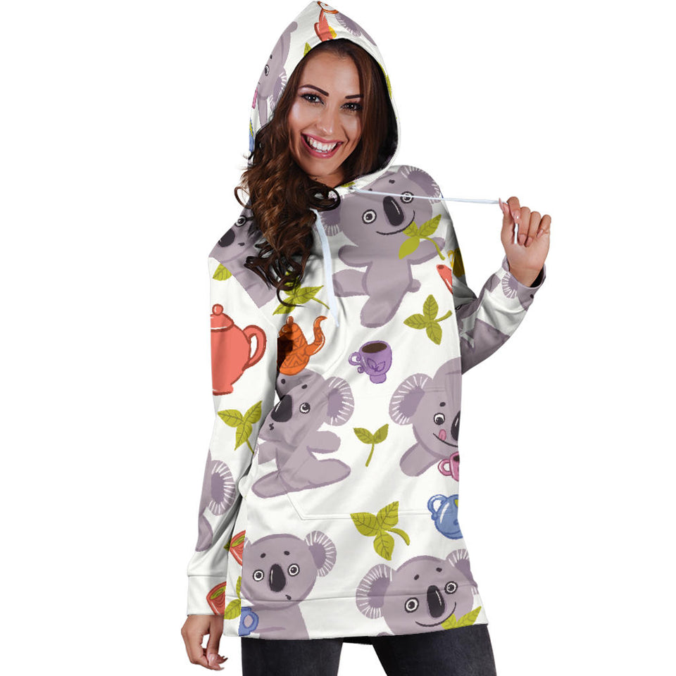 Cute Koalas Teapots Tea Women'S Hoodie Dress