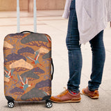 Bonsai Bamboo Stork Japanese Pattern Brown Theme Luggage Covers