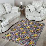 Cute Yellow Monkey Leaves Pattern Area Rug