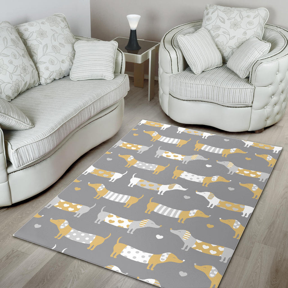Cute Dachshund Dog Pattern Area Rug