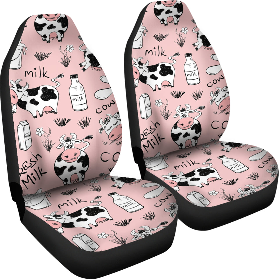 Cows Milk Product Pink Background Universal Fit Car Seat Covers