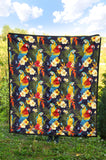 Colorful Parrot Flower Pattern Premium Quilt