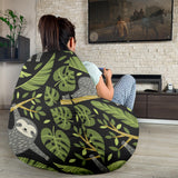 Cute Sloths Tropical Palm Leaves Black Background Bean Bag Cover