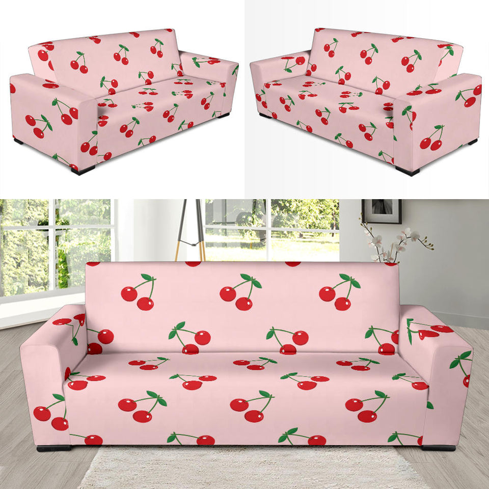 Cherry Pattern Pink Background Sofa Slipcover