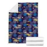 Blue Japanese Pattern Cloud Wave Flower Premium Blanket