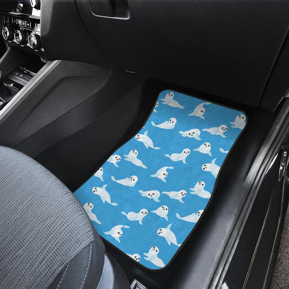 Cute Sea Lion Seal Pattern Background Front Car Mats