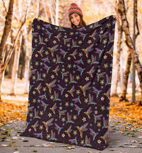 Hummingbird Pattern Print Design 04 Premium Blanket