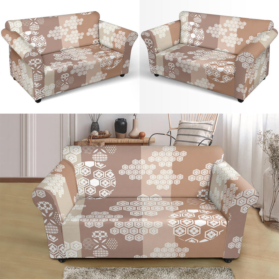 Beautiful Hexagon Japanese  Pattern Loveseat Couch Slipcover