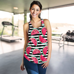 Watercolor paint textured watermelon pieces Women Racerback Tank Top