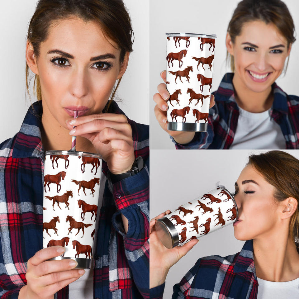 Horses Running Pattern Background Tumbler