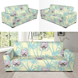 French Bulldog Hawaii Blackground Sofa Slipcover