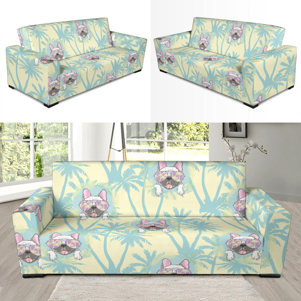 French Bulldog Hawaii Blackground Sofa Slipcover