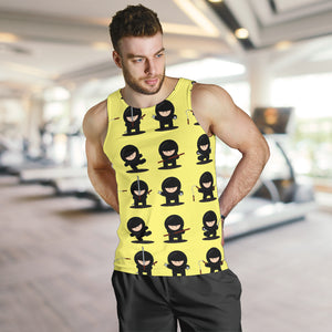 Cute ninja yellow background Men Tank Top
