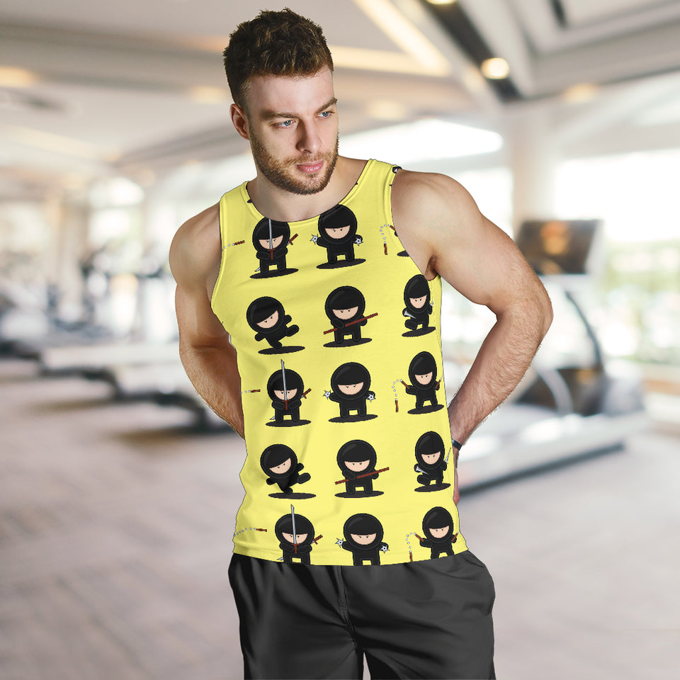 Cute ninja yellow background Men Tank Top