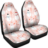 Cute Snowman Christmas Tree Snowpink Background  Universal Fit Car Seat Covers