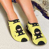 Cute Ninja Yellow Background Aqua Shoes