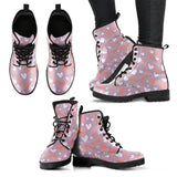 Coral White Heart Pattern Leather Boots