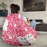 Maneki Neko Lucky Cat Sakura Pink Background Bean Bag Cover