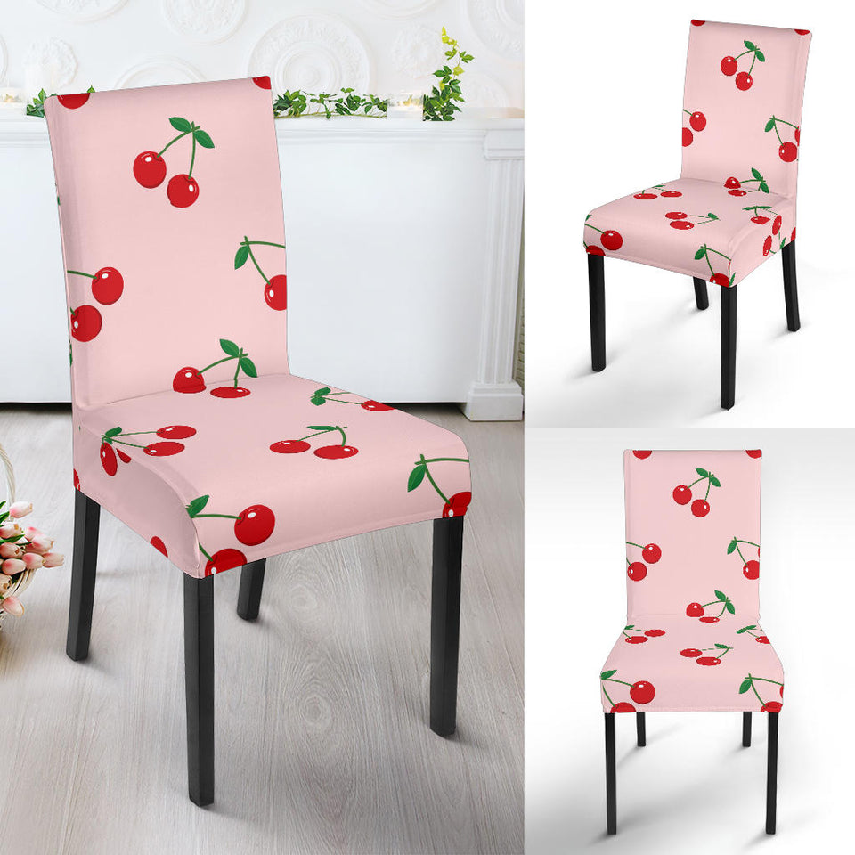 Cherry Pattern Pink Background Dining Chair Slipcover